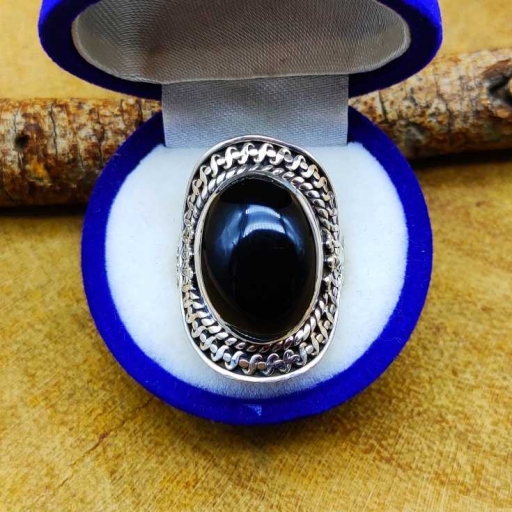 925 Sterling Silver Black Onyx Gemstone Handmade Ring For Gift
