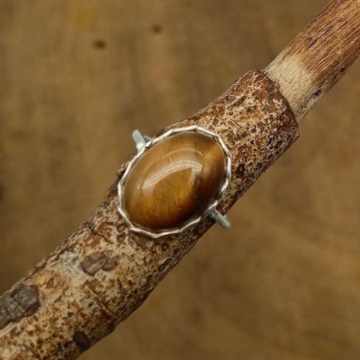 Oval Shape Tiger Eye Gemstone Designer 925 Sterling Silver Fine Dainty Ring