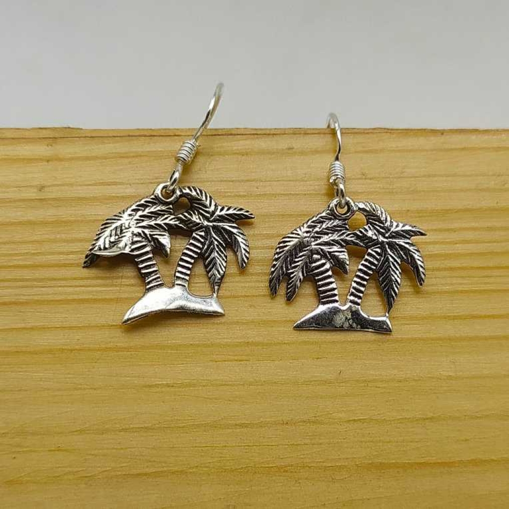 925 Sterling Silver Handmade Coconut Tree Design Boho Earring