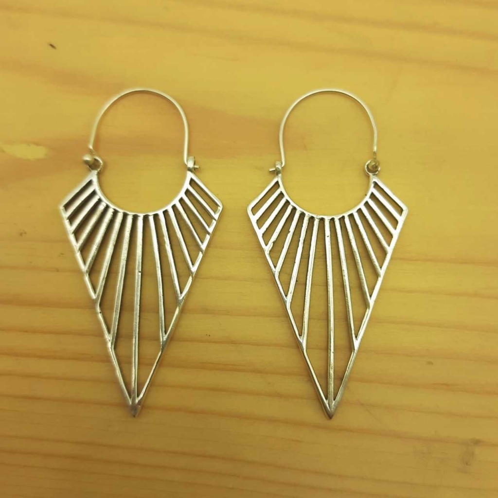 925 Sterling Silver Triangle Design Handmade Earring Jewelry
