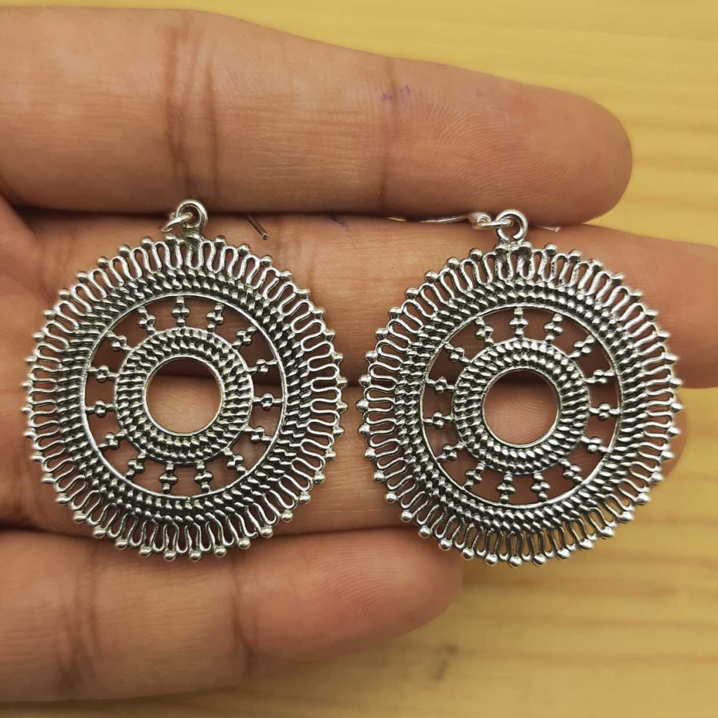 925 Sterling Silver Chakra Design Handmade Boho Earring