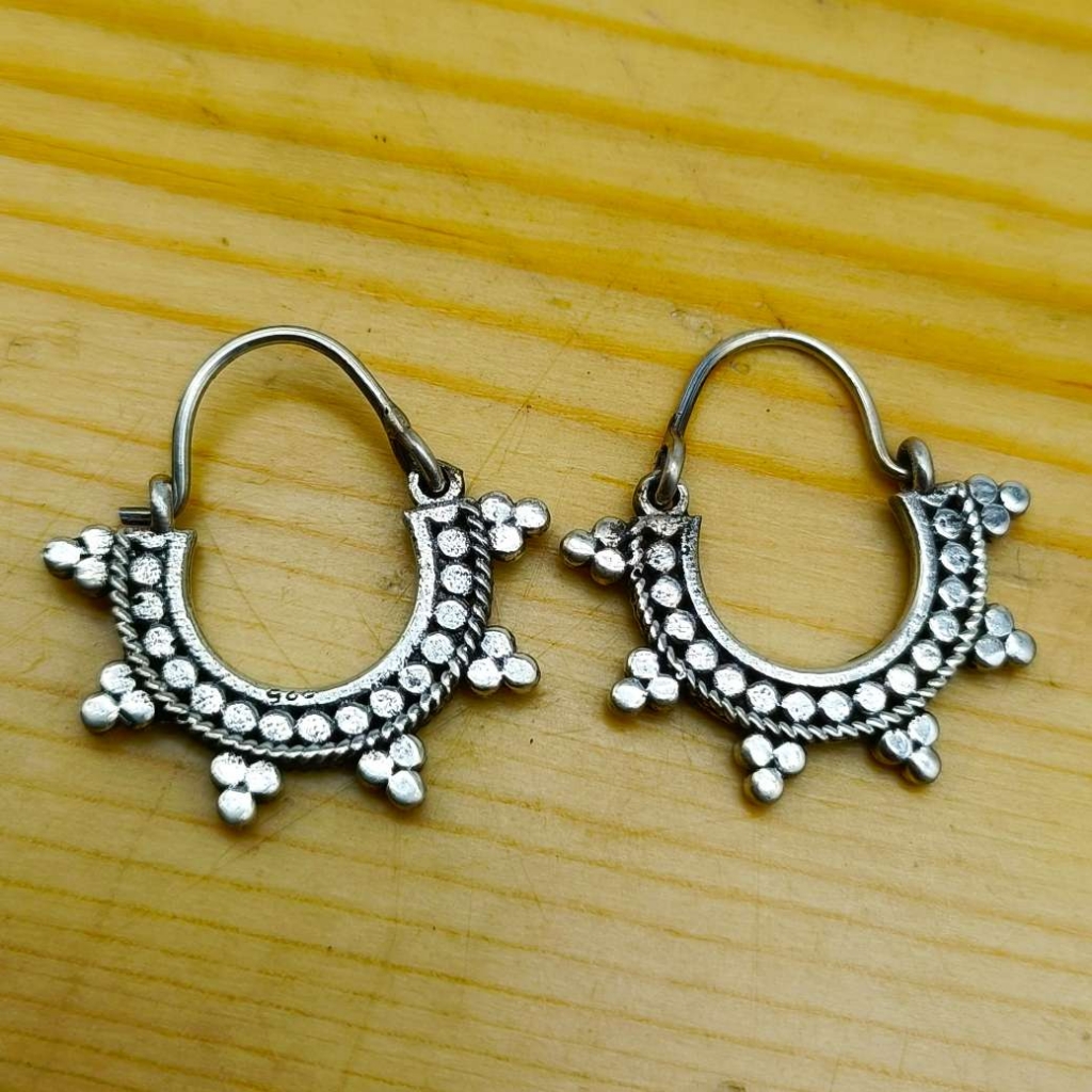 925 Sterling Silver Handmade Sun Shape Earring Jewelry