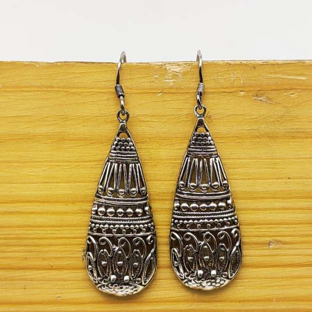 925 Sterling Silver Drop Design Handmade earring Jewelry