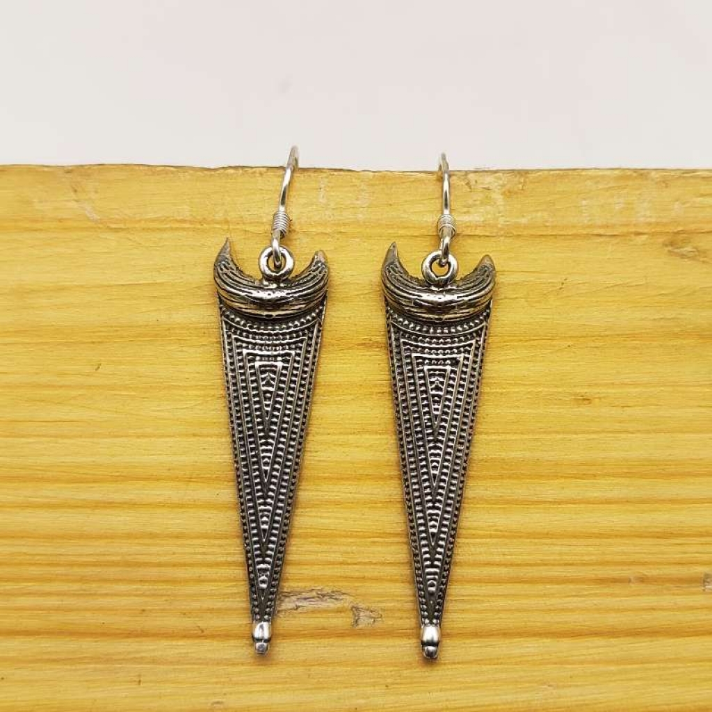 925 Sterling Silver Long Triangle Danglers