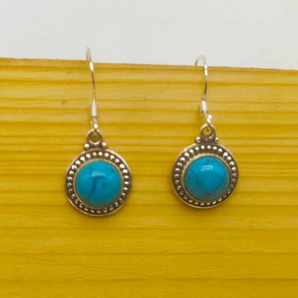 925 Sterling Silver Turquoise Gemstone Designer Earring