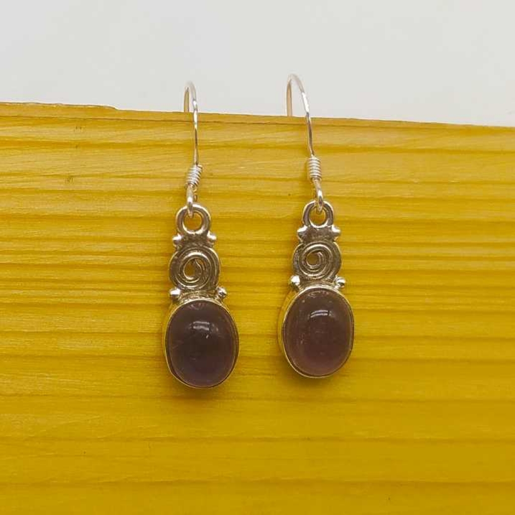 925 Sterling Silver Amethyst Oval Shape Gemstone Handmade Earring