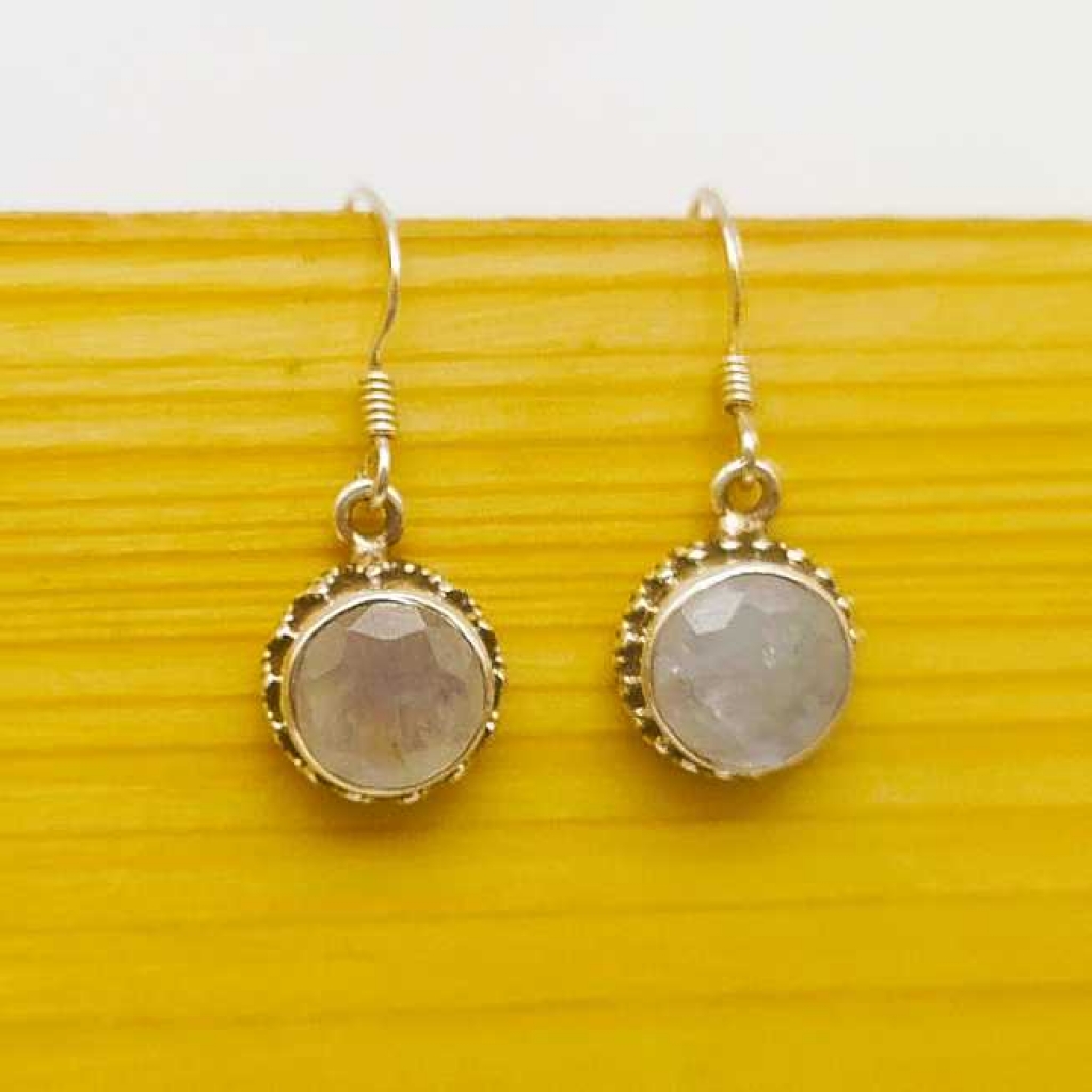 925 Sterling Silver Moonstone Oval Shape Gemstone Handmade Earring