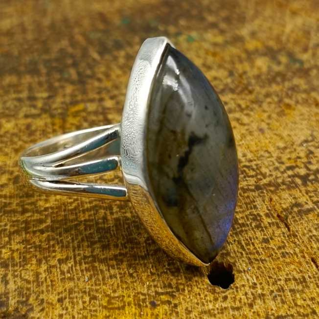 925 Sterling Silver Labradorite Marquis Shape Handmade Boho Ring