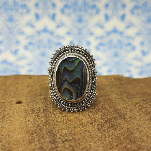 925 Silver Designer Handmade Ring With Abalone Shell